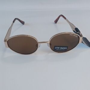 Steve Madden Gold Oval Sunglasses with Brown Tint